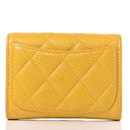 Chanel Caviar Quilted Card Holder Wallet Yellow 13 of 14