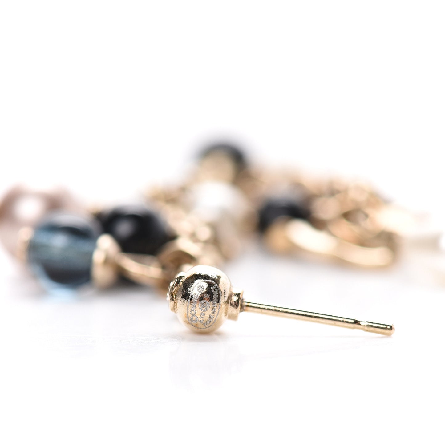Pearl Chain CC Dangle Earrings