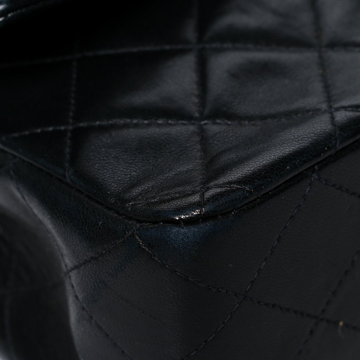 Lambskin Quilted Medium Double Flap Black