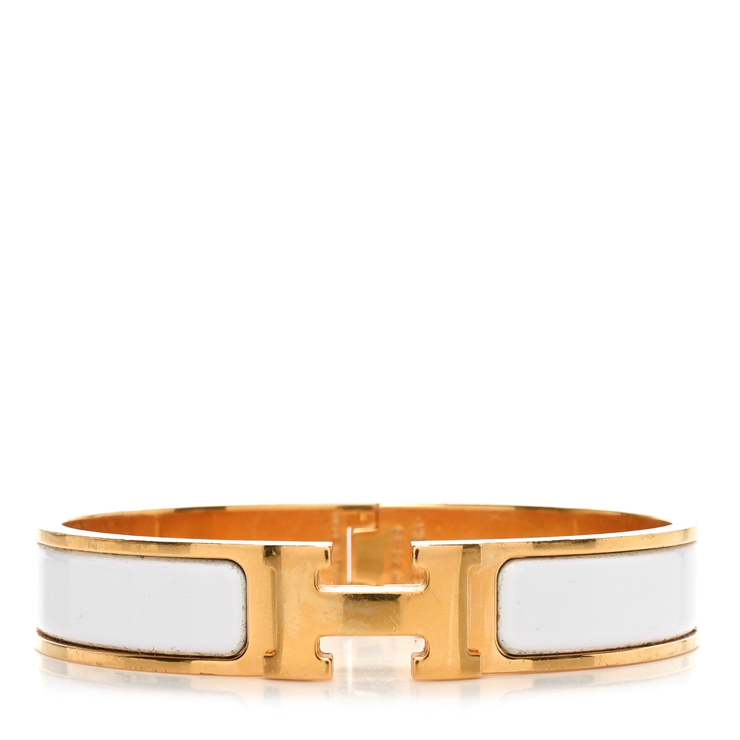 Hermes Enamel Narrow Clic Clac H Bracelet PM White 1 of 4