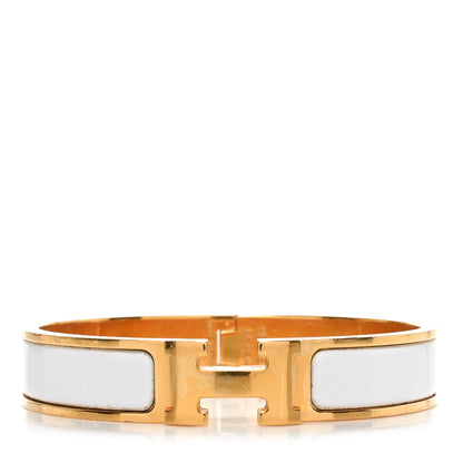 Hermes Enamel Narrow Clic Clac H Bracelet PM White 1 of 4