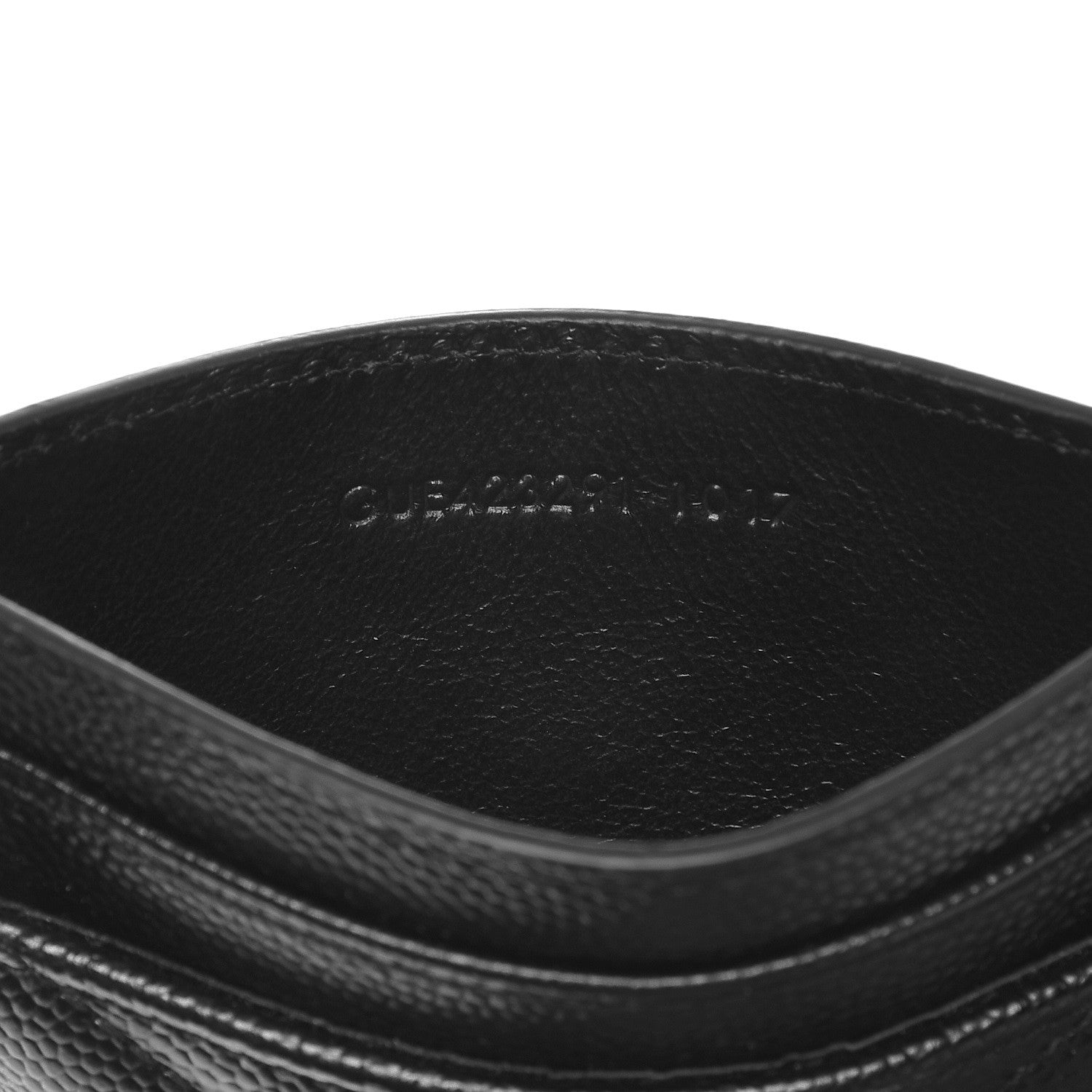 Saint Laurent Grain De Poudre Matelasse Chevron Monogram Credit Card Case Black 6 of 7