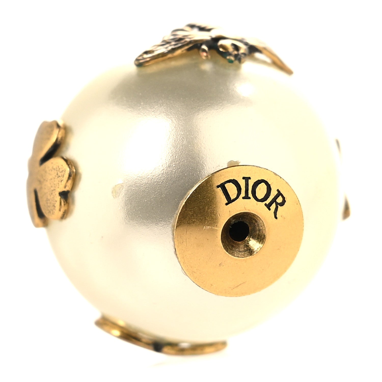 Christian Dior Pearl Crystal Tribales Bee Earrings Gold 4 of 5