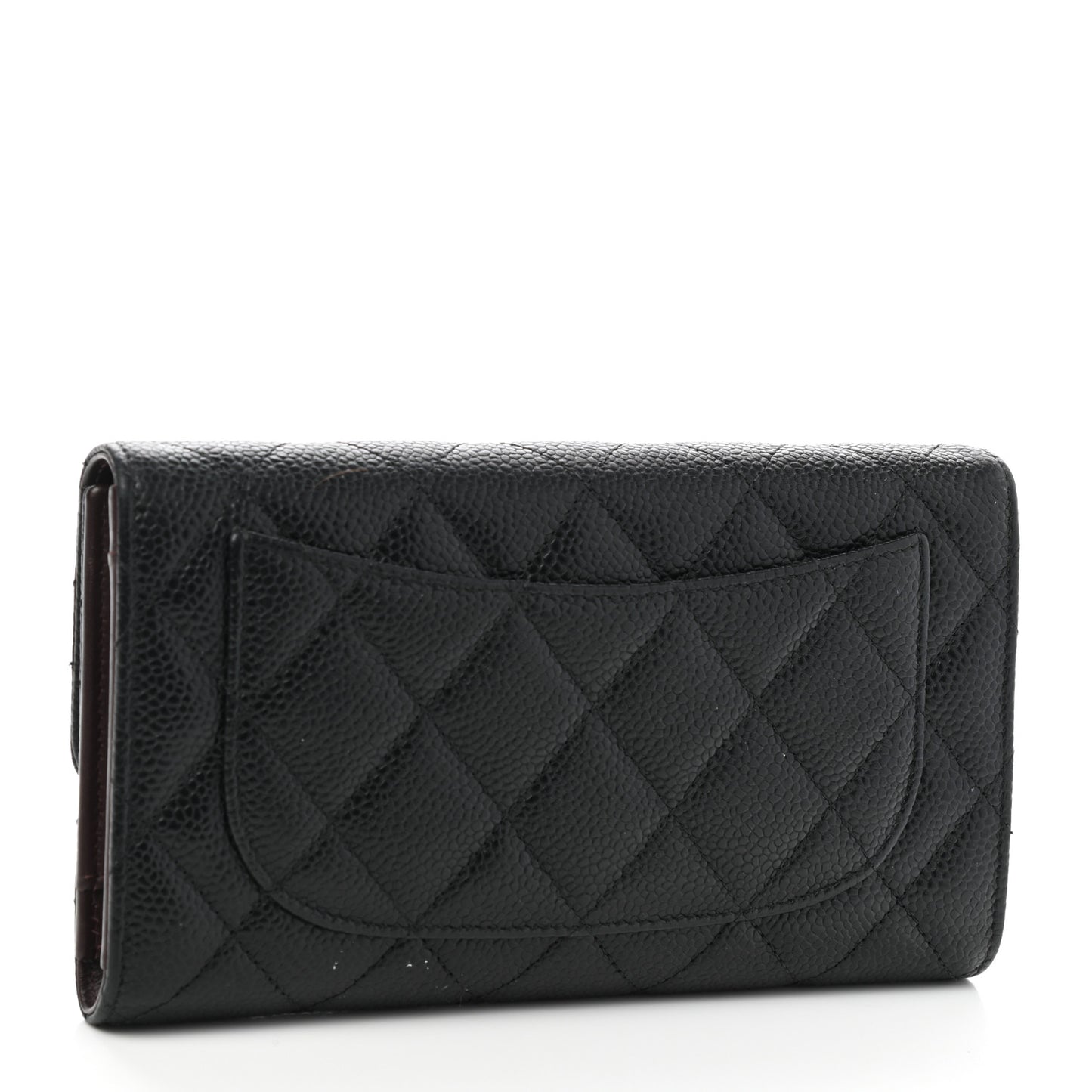 Caviar Quilted Large Flap Wallet Black