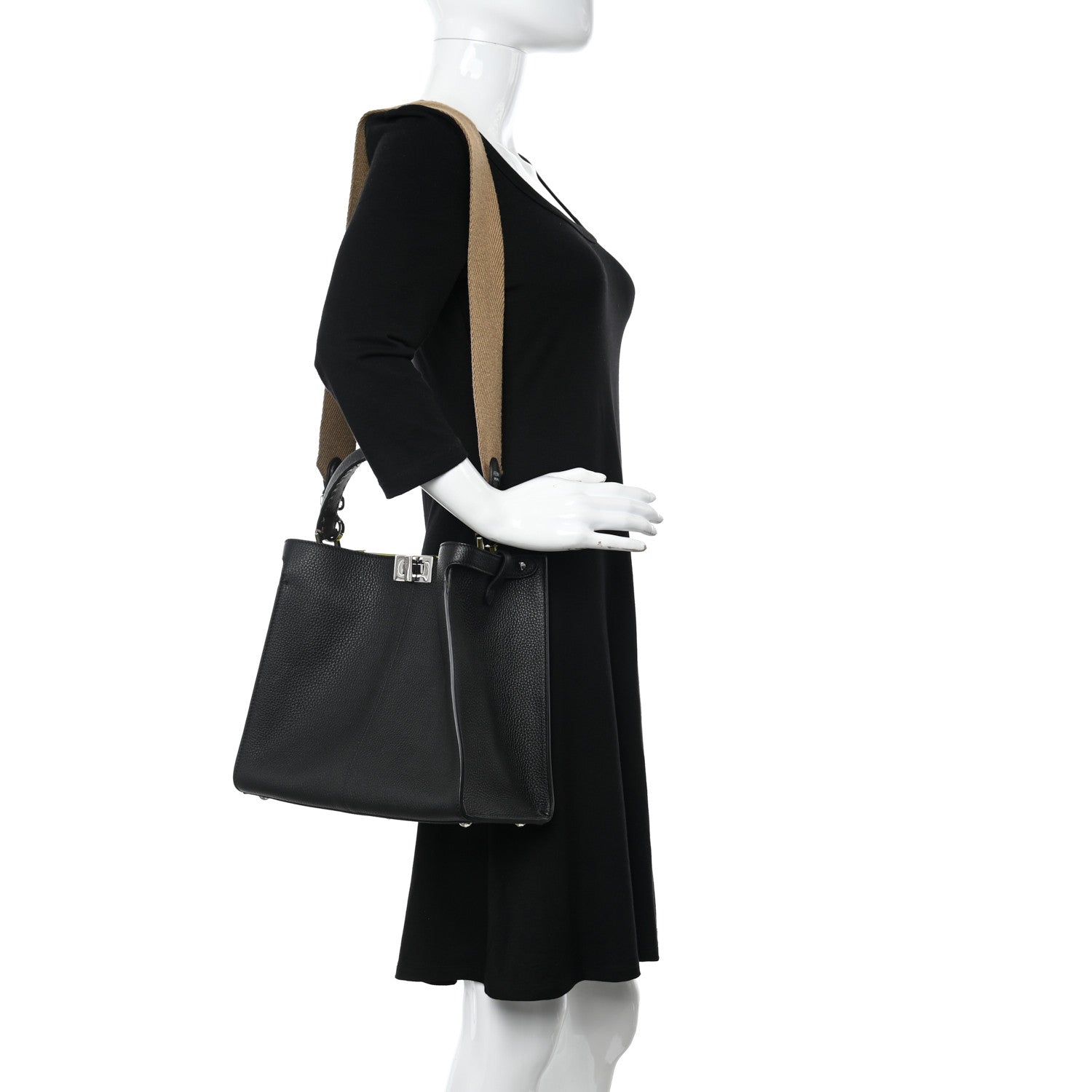 Fendi Cuoio Romano Fluo Selleria Medium Peekaboo X-Lite Black Giallo Fluo 2 of 12