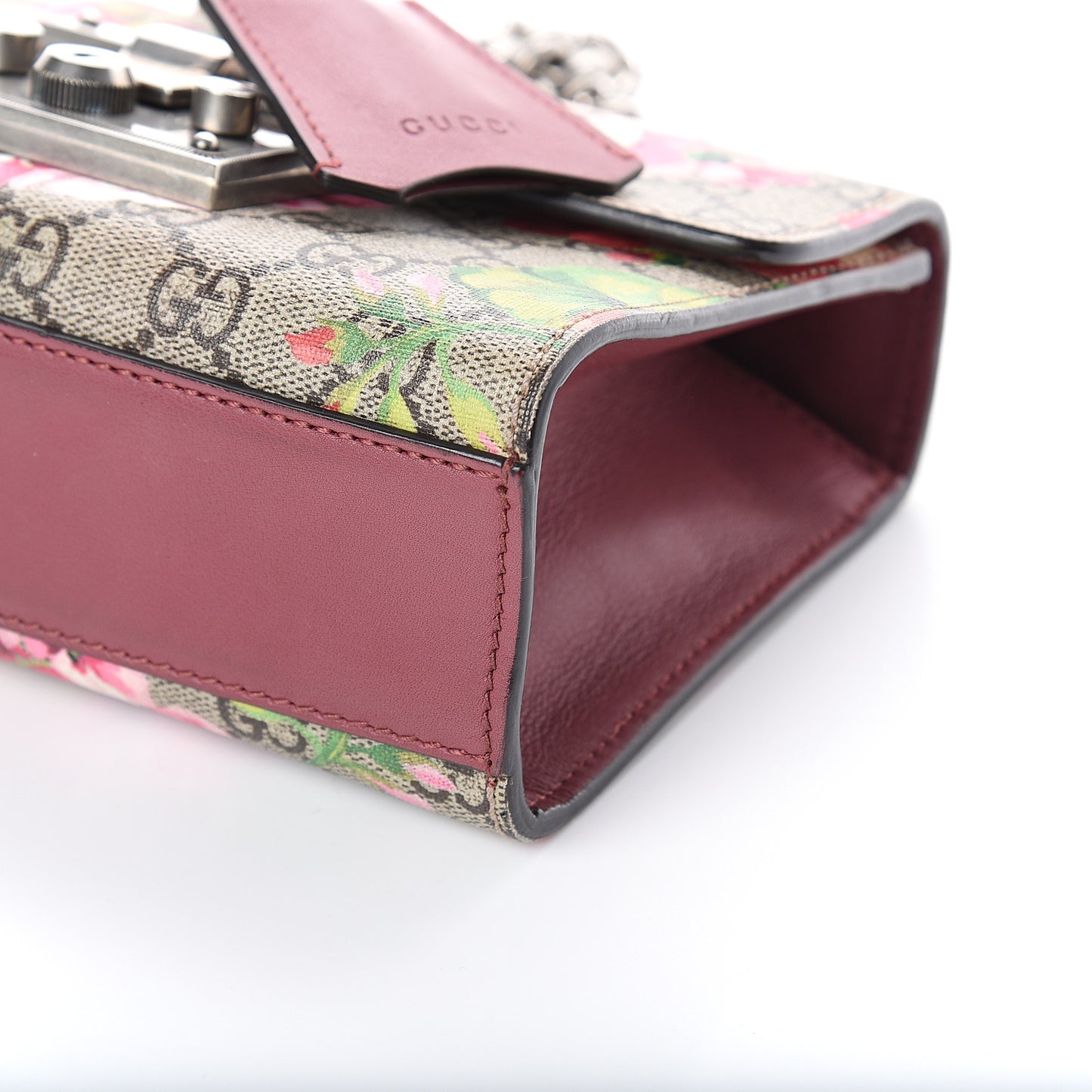 GG Supreme Monogram Blooms Small Padlock Shoulder Bag Beige Multicolor Dry Rose