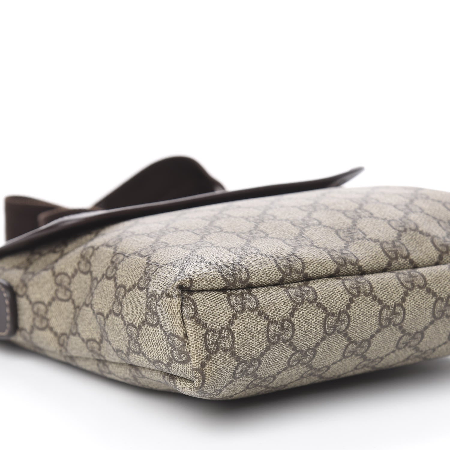 Gucci GG Supreme Monogram Selleria Calfskin Small Flap Messenger Bag Beige Ebony Cocoa Dark Chocolate 8 of 10