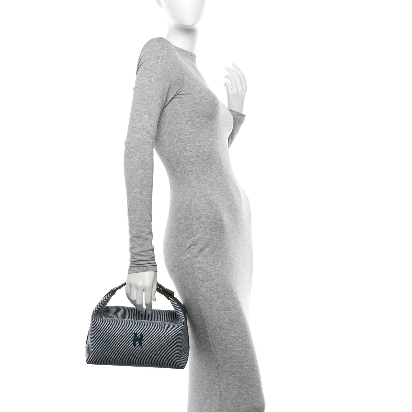 Wool Large Bride-A-Brac H Natte Pouch Bleu Abysse