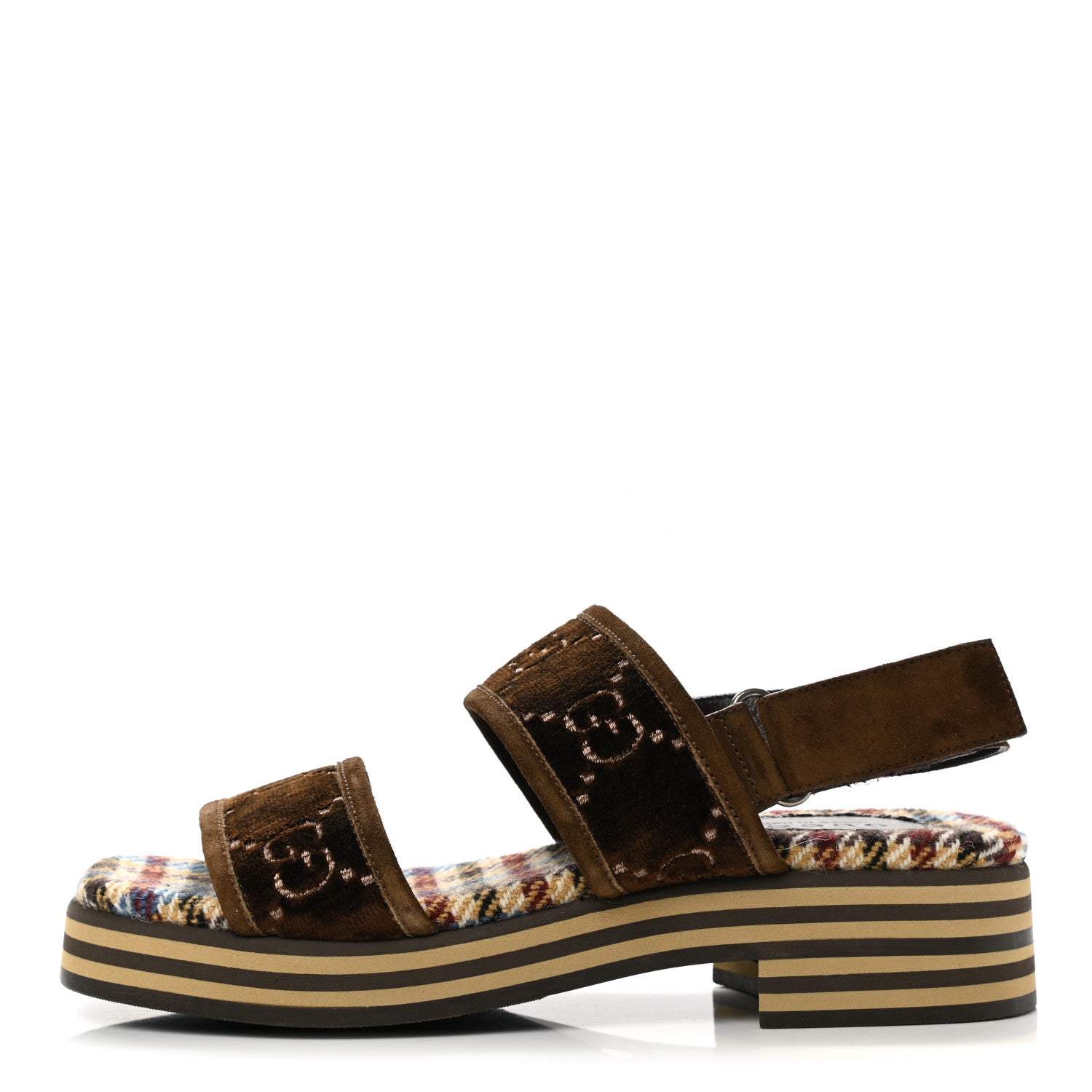 Gucci Velvet GG Monogram Suede Mens Platform Sandals 9 Coffee 1 of 8