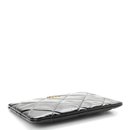 Chanel Shiny Crumpled Calfskin Quilted Large Chanel 19 Cosmetic Case Black 4 of 9