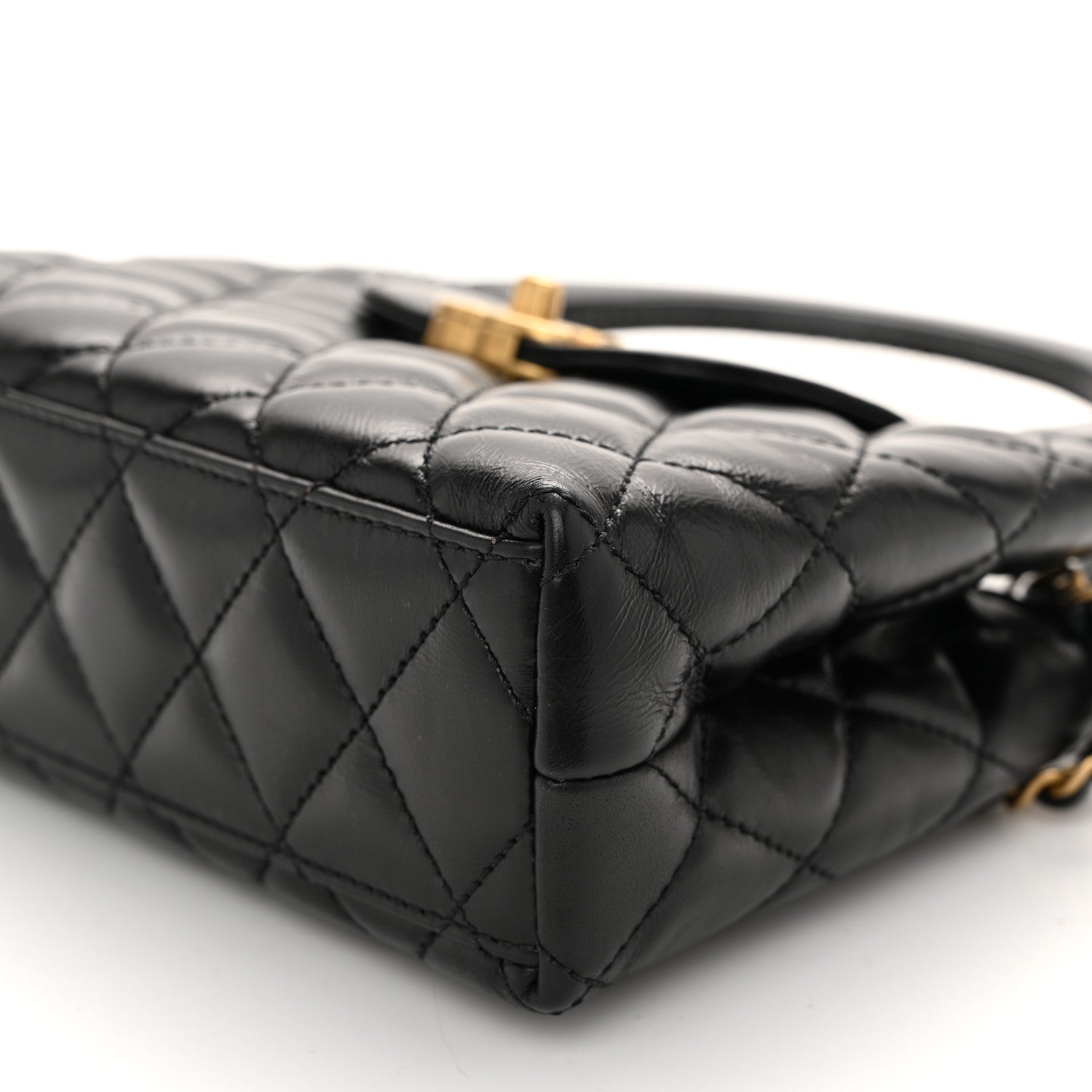 Chanel Shiny Aged Calfskin Quilted Nano Kelly Shopper Black 10 of 11