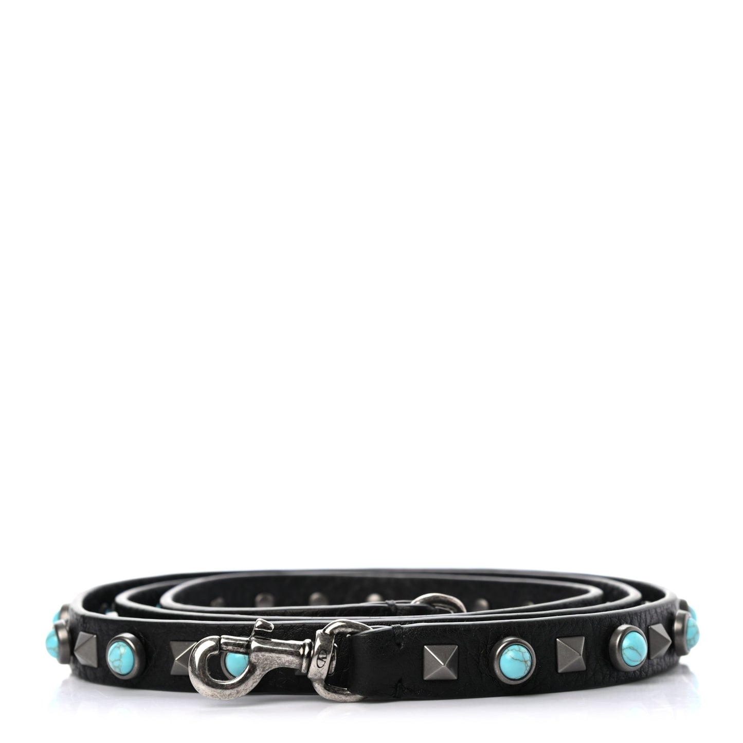 Grained Calfskin Rockstud Rolling Strap Black