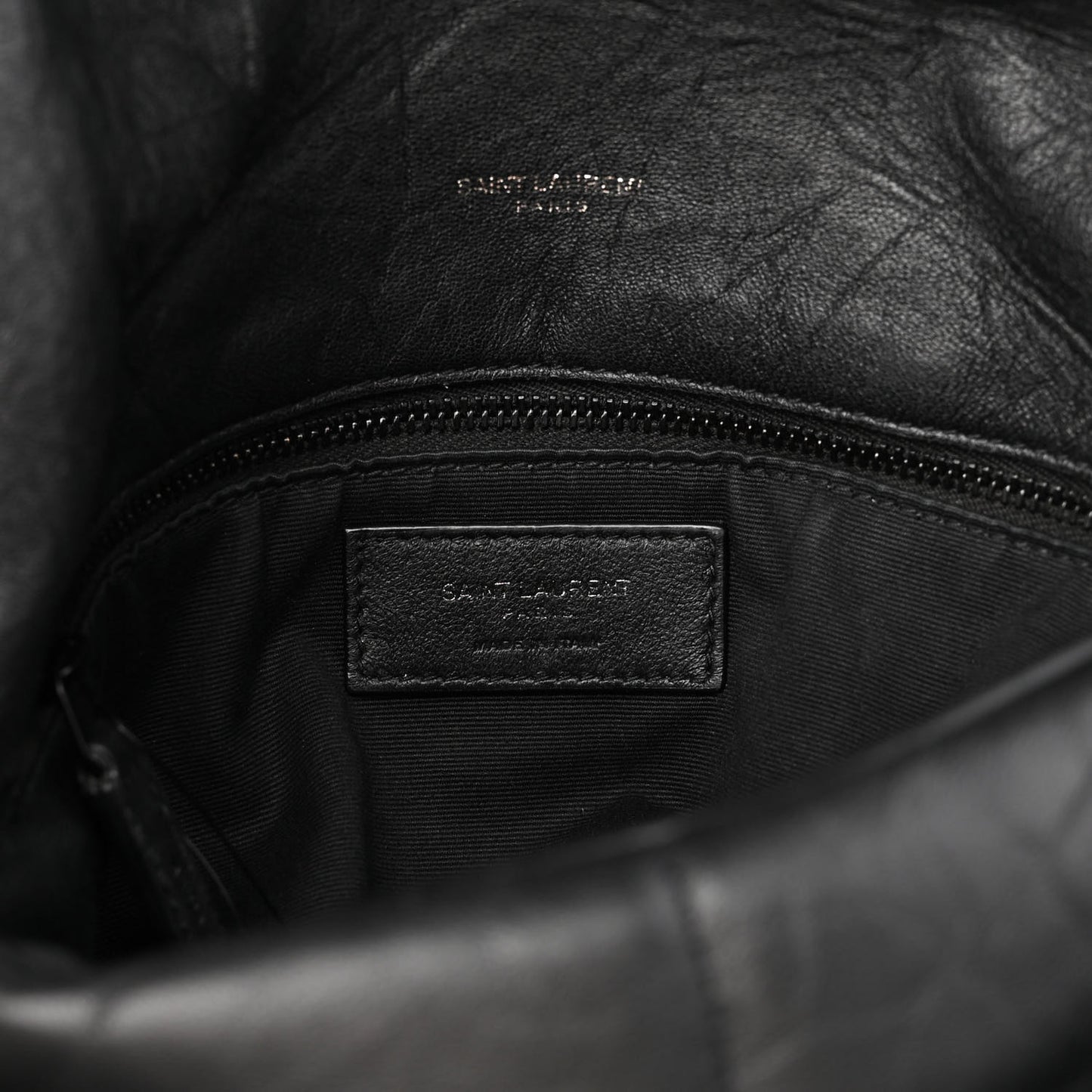 Lambskin Quilted Monogram Monochrome Medium Loulou Puffer Chain Satchel Black