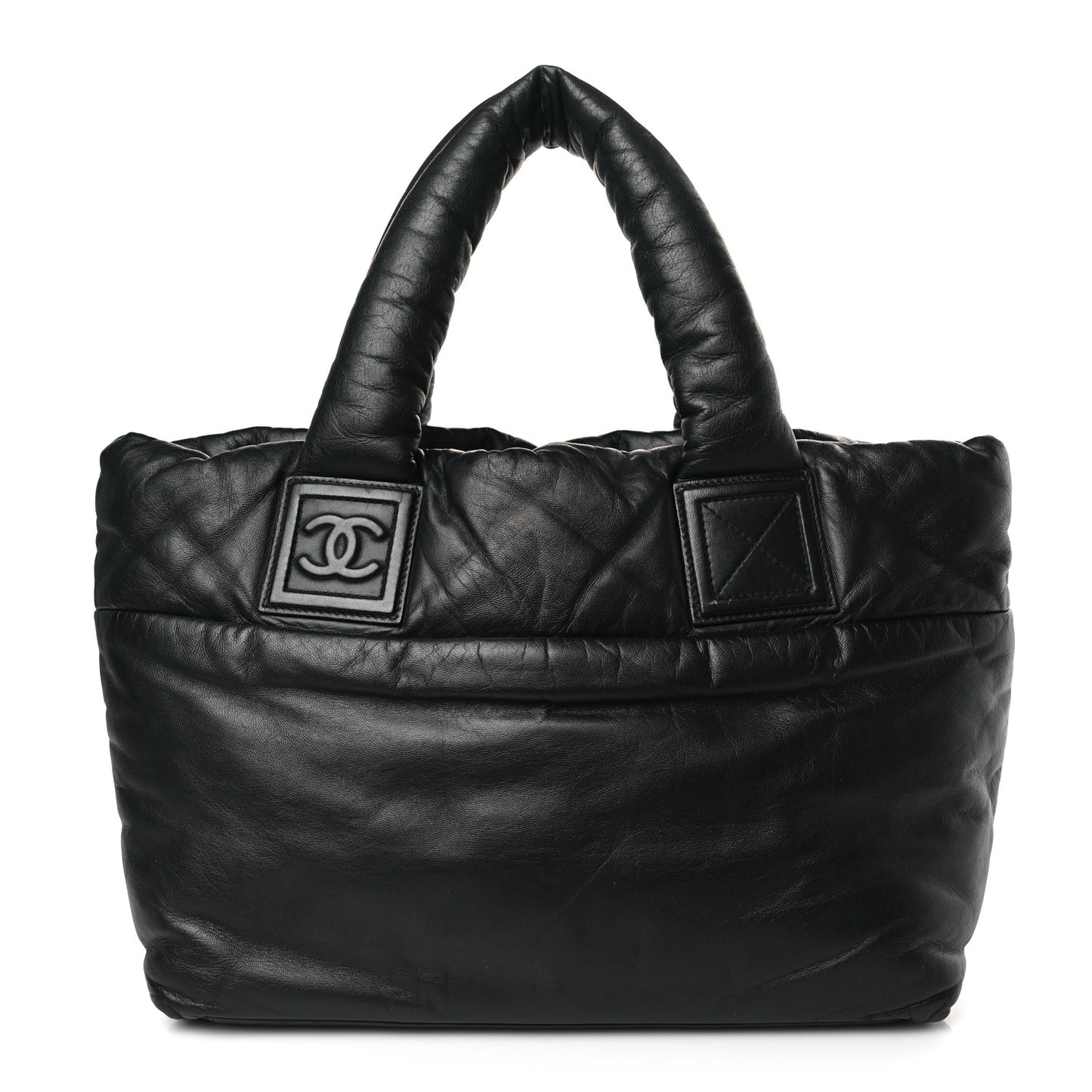 Lambskin Quilted Small Coco Cocoon Reversible Tote Black