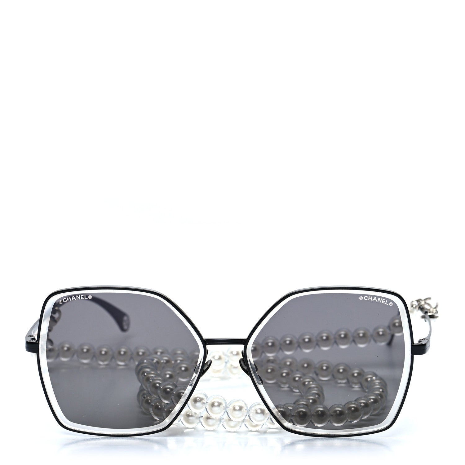Chanel Metal Butterfly Removable Pearl Chain Sunglasses 4262 Black 2 of 7