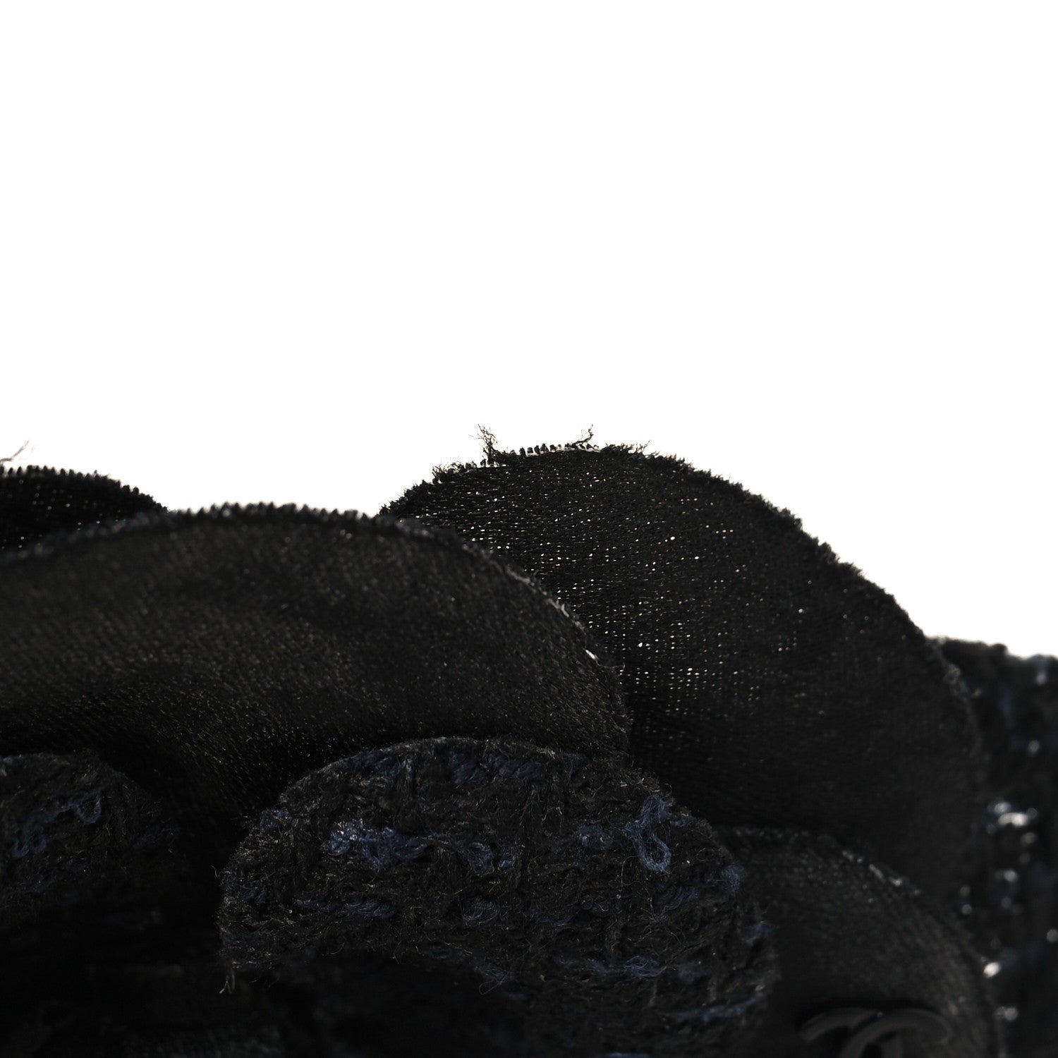 Chanel Tweed Fabric Camellia Pin Brooch Black 3 of 3