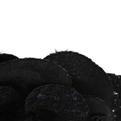 Chanel Tweed Fabric Camellia Pin Brooch Black 3 of 3