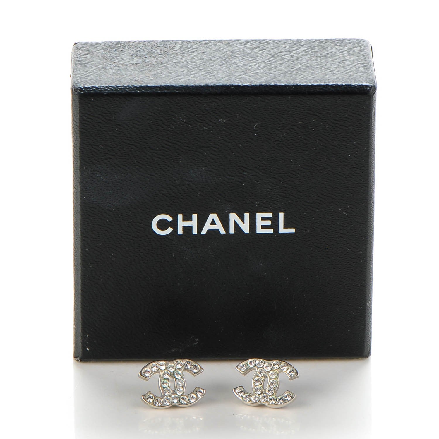 Chanel Crystal Timeless CC Earrings Silver 5 of 5