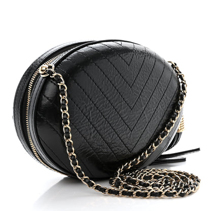 Chanel Lambskin Embroidered Chevron Quilted La Pausa Tassel Clutch Black 3 of 10
