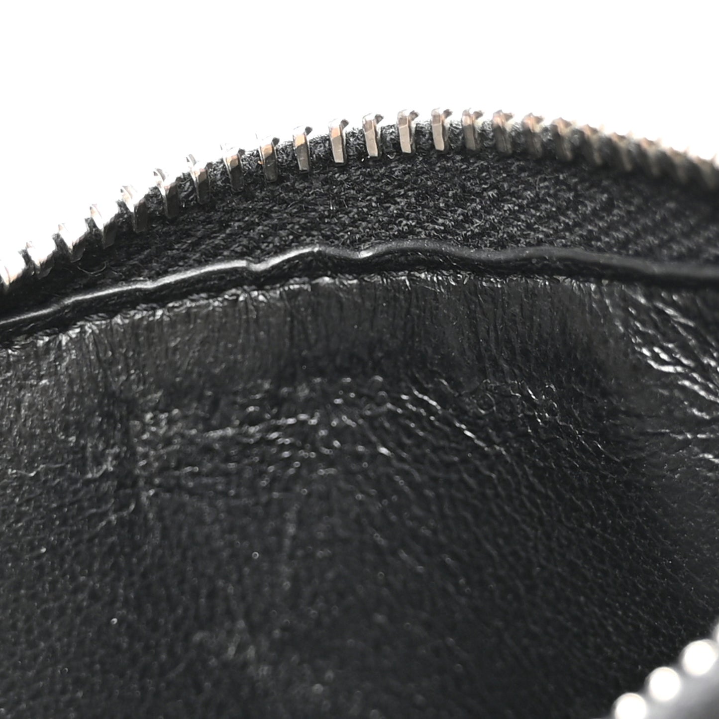 Calfskin Crocodile Embossed 5 Fragments Zip Pouch Card Holder Black