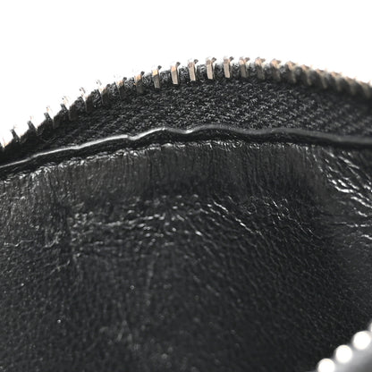 Saint Laurent Calfskin Crocodile Embossed 5 Fragments Zip Pouch Card Holder Black 7 of 8