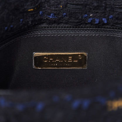 Chanel Tweed Quilted Medium Chanel 19 Flap Black Navy Gold 8 of 11