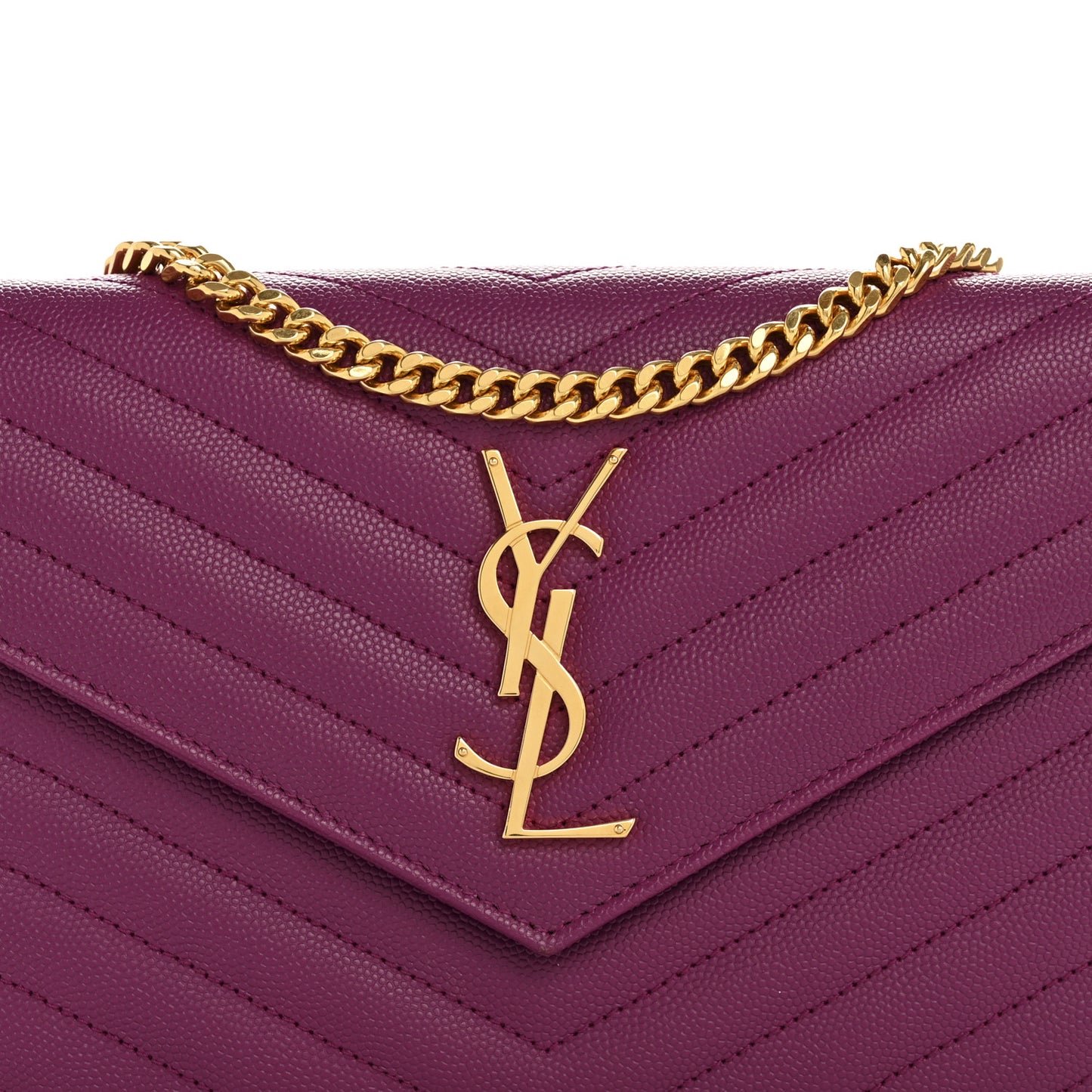 Grain De Poudre Matelasse Chevron Monogram Chain Wallet Dark Grape