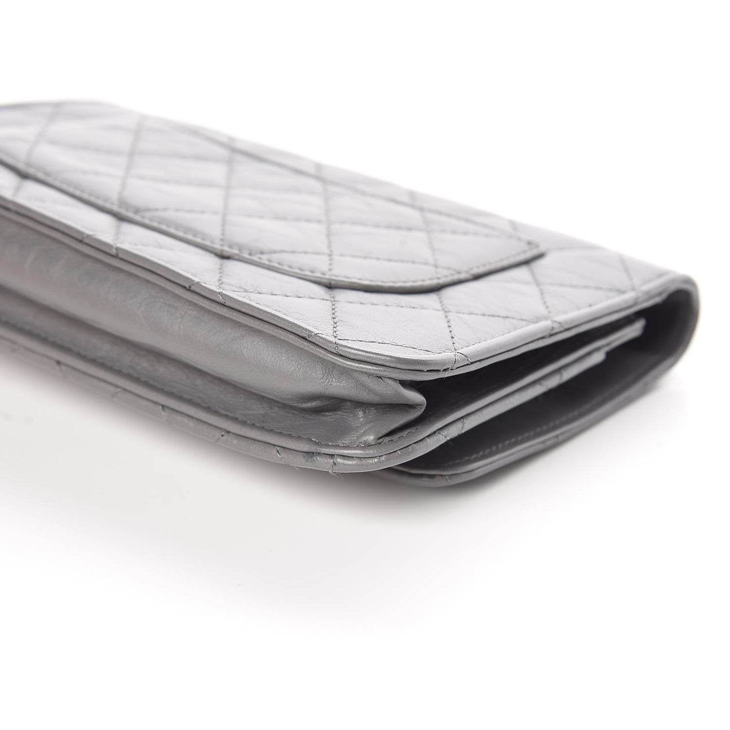 Aged Calfskin Quilted Reissue Wallet On Chain WOC Grey