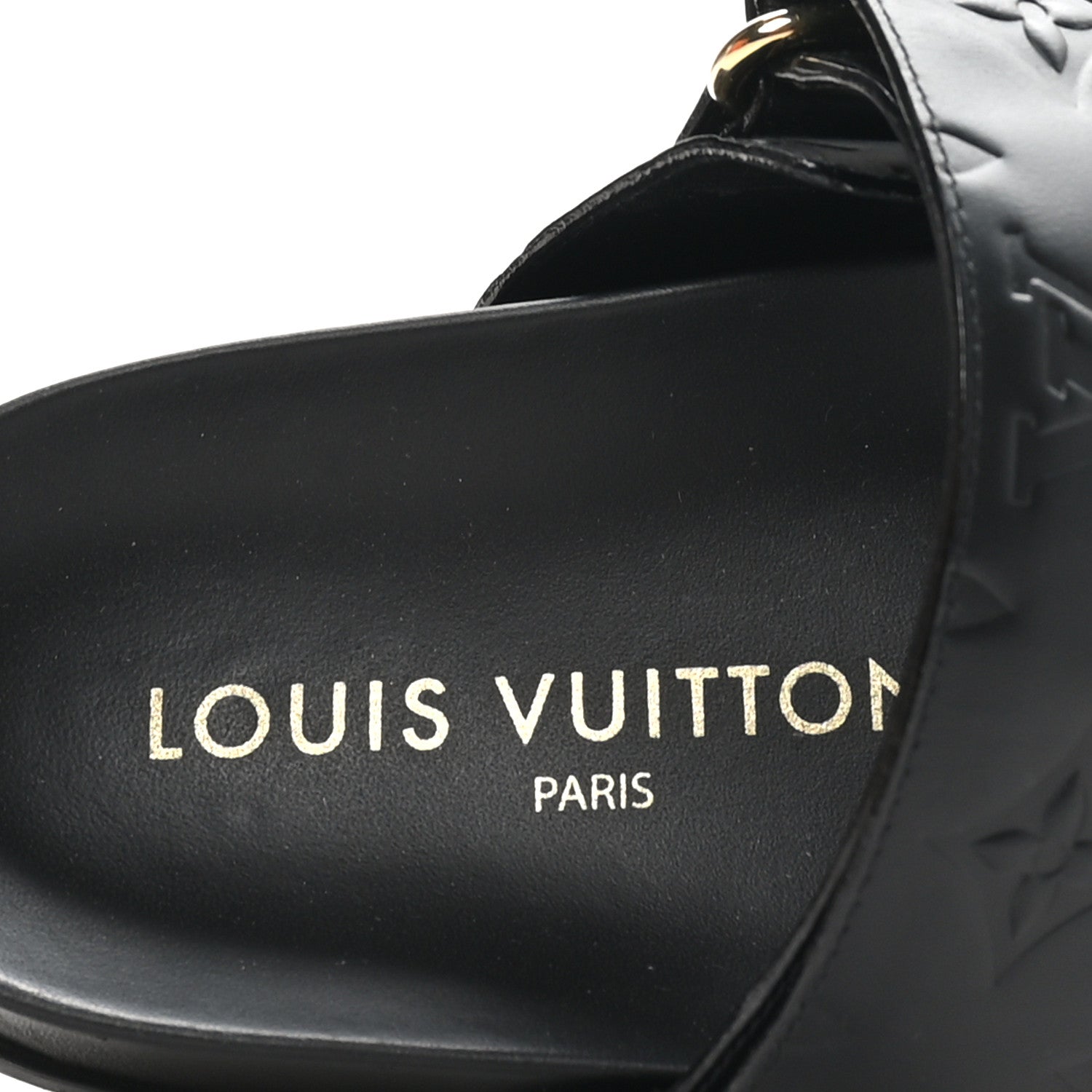 Louis Vuitton Lambskin Embossed Monogram Bom Dia Flat Mule Sandals 38 Black 7 of 10