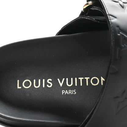 Louis Vuitton Lambskin Embossed Monogram Bom Dia Flat Mule Sandals 38 Black 7 of 10
