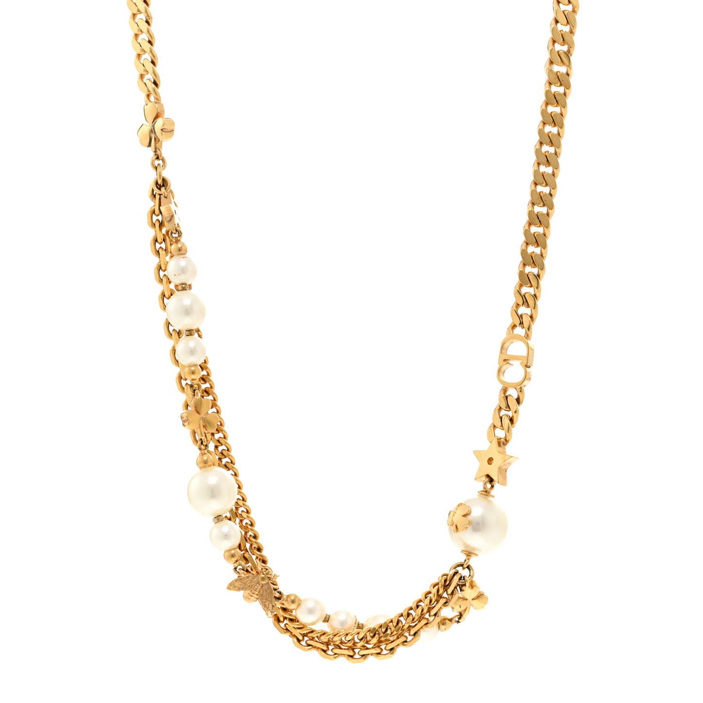 Pearl Charms Necklace Gold