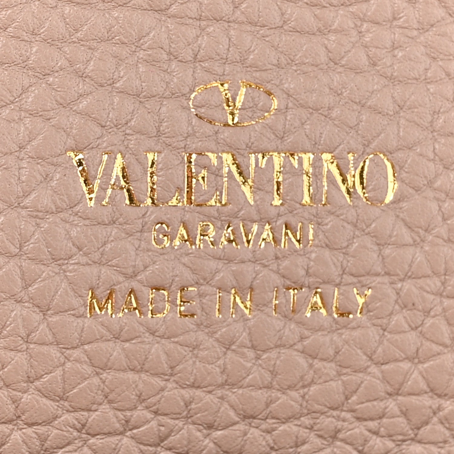 Valentino Garavani Pebbled Calfskin Rockstud Flip Lock Wallet On Chain Poudre 6 of 10