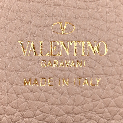 Valentino Garavani Pebbled Calfskin Rockstud Flip Lock Wallet On Chain Poudre 6 of 10