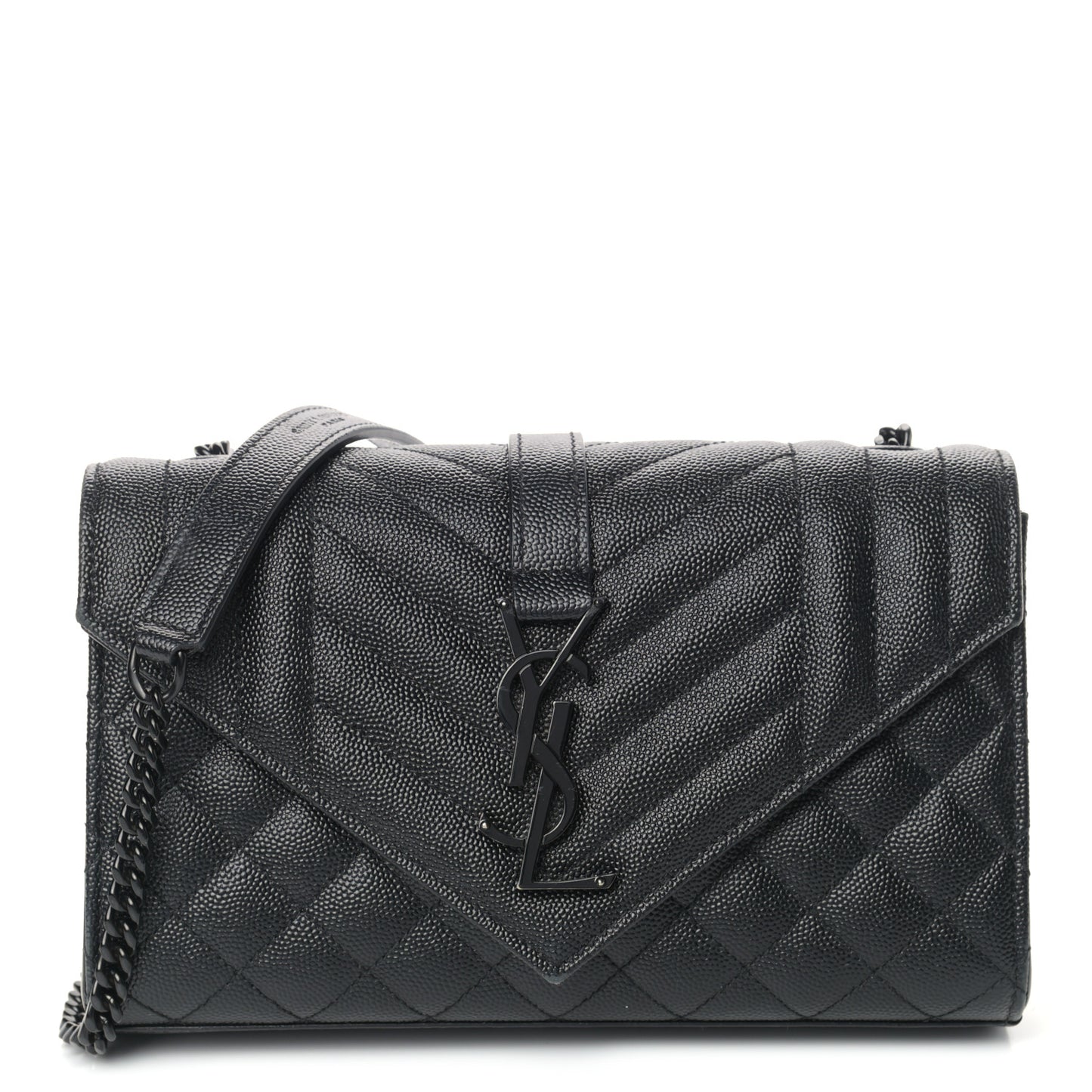 Grain De Poudre Textured Mixed Matelasse Triquilt Small Monogram Satchel Black