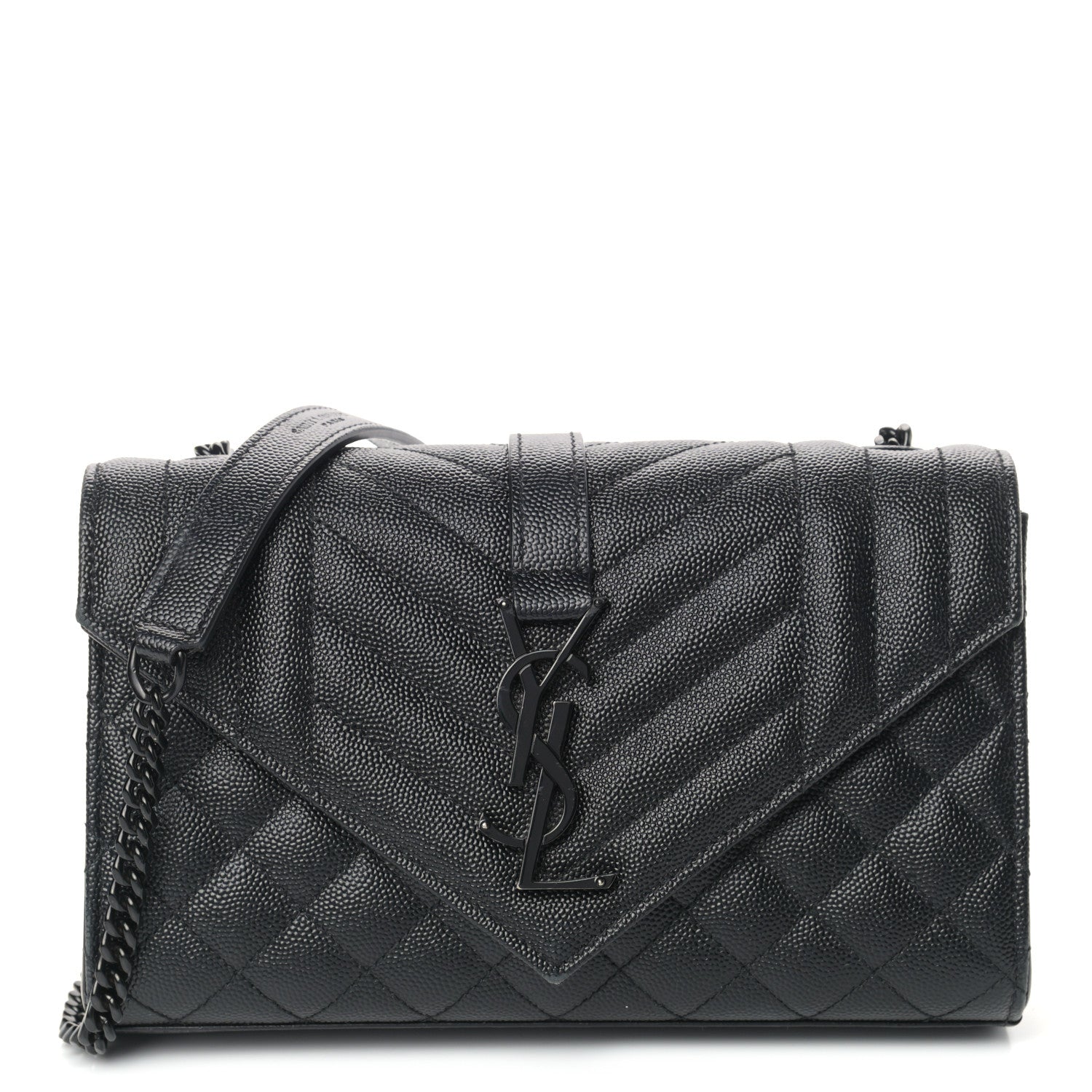 Saint Laurent Grain De Poudre Textured Mixed Matelasse Triquilt Small Monogram Satchel Black 1 of 11