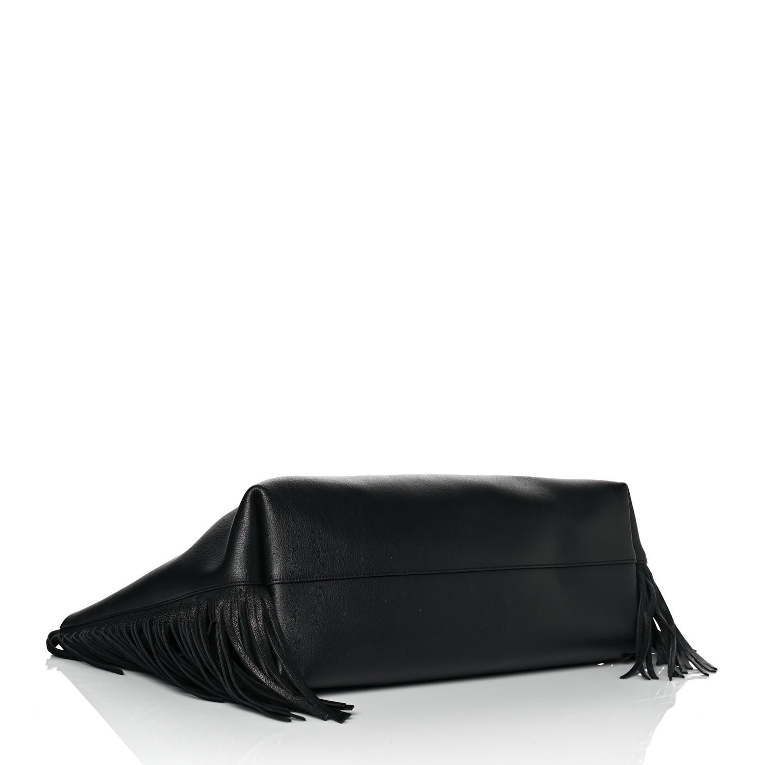 Saint Laurent Calfskin Large Fringe Shopping Tote Black 5 of 9