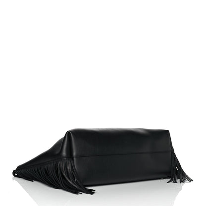 Saint Laurent Calfskin Large Fringe Shopping Tote Black 5 of 9
