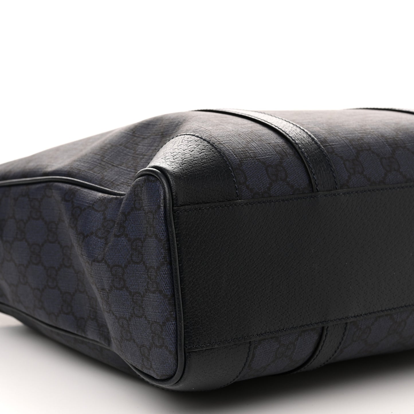 GG Supreme Monogram Textured Dollar Calfskin Medium Ophidia Tote Black Blue