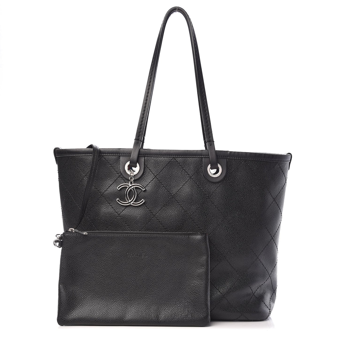 Grained Calfskin Shopping Fever Tote Black