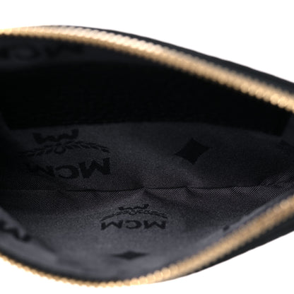 MCM Calf Hair Calfskin Leopard Zip Pouch Set Black 8 of 13