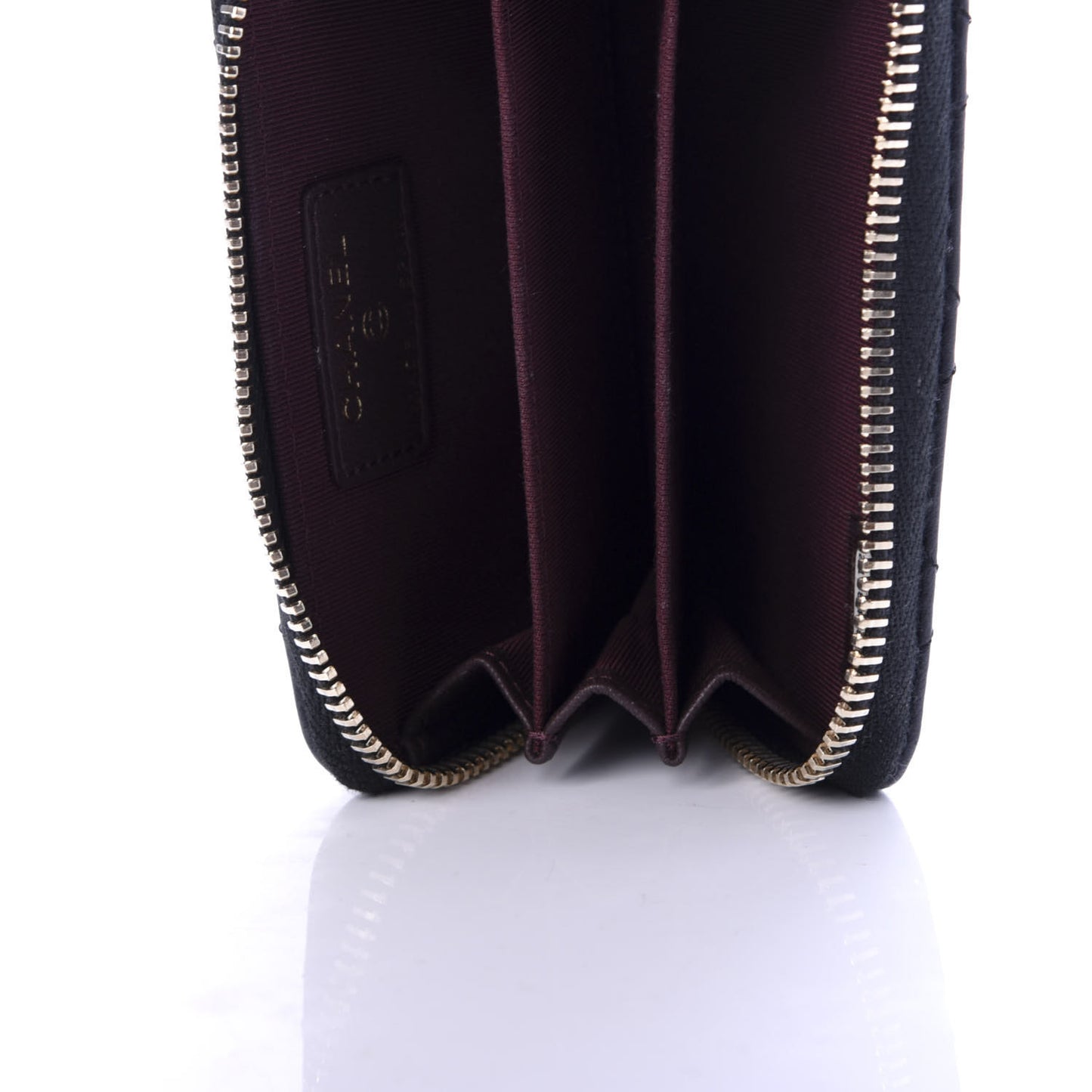 Lambskin Quilted Zip Around Coin Purse Black