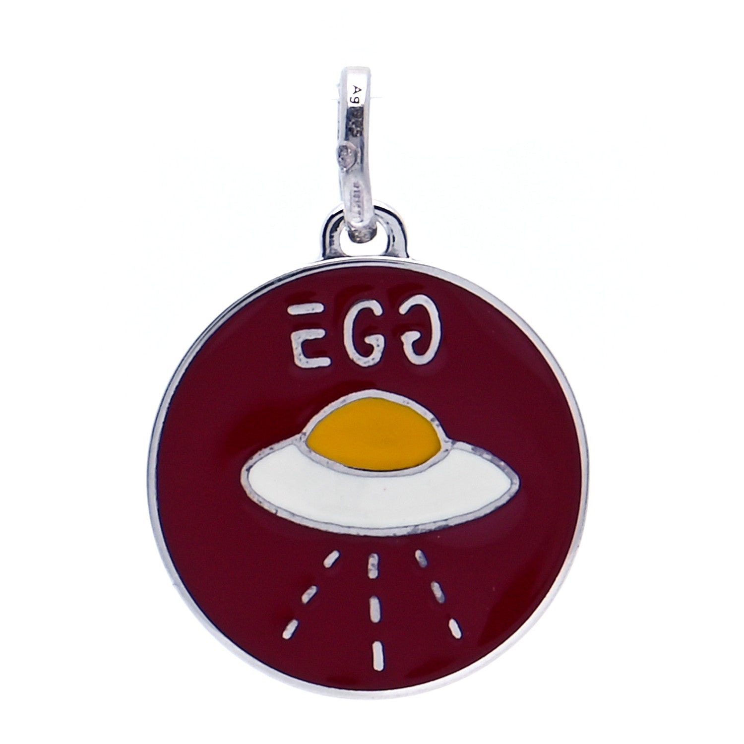 Gucci Sterling Silver Enamel GucciGhost UFO Egg Charm Pendant 1 of 6