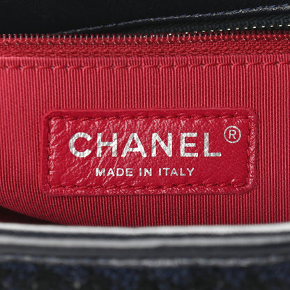 Chanel Tweed Calfskin Quilted Medium Gabrielle Hobo Black Blue 6 of 9