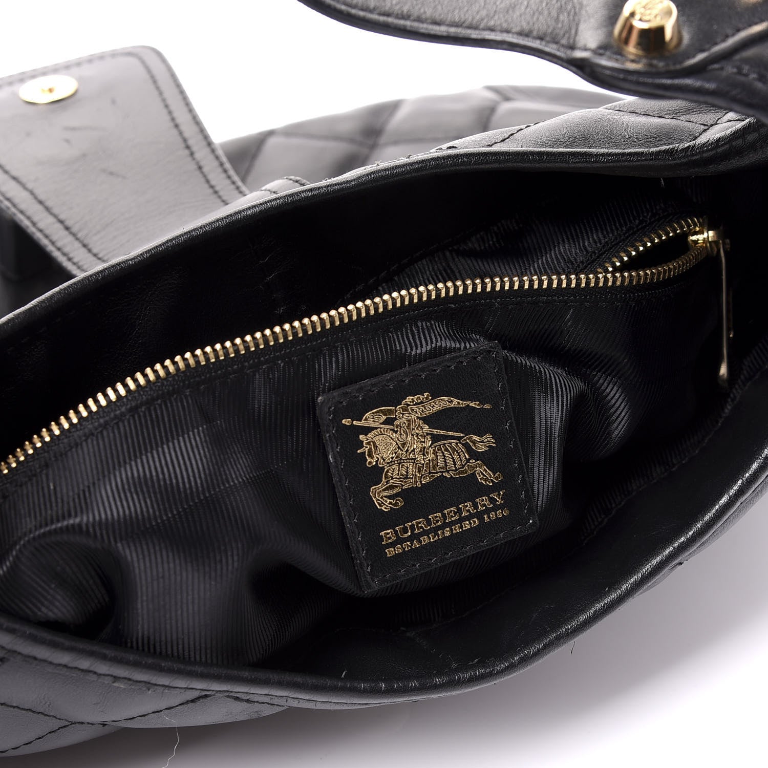 Burberry Calfskin Quilted Brook Hobo Black 5 of 8