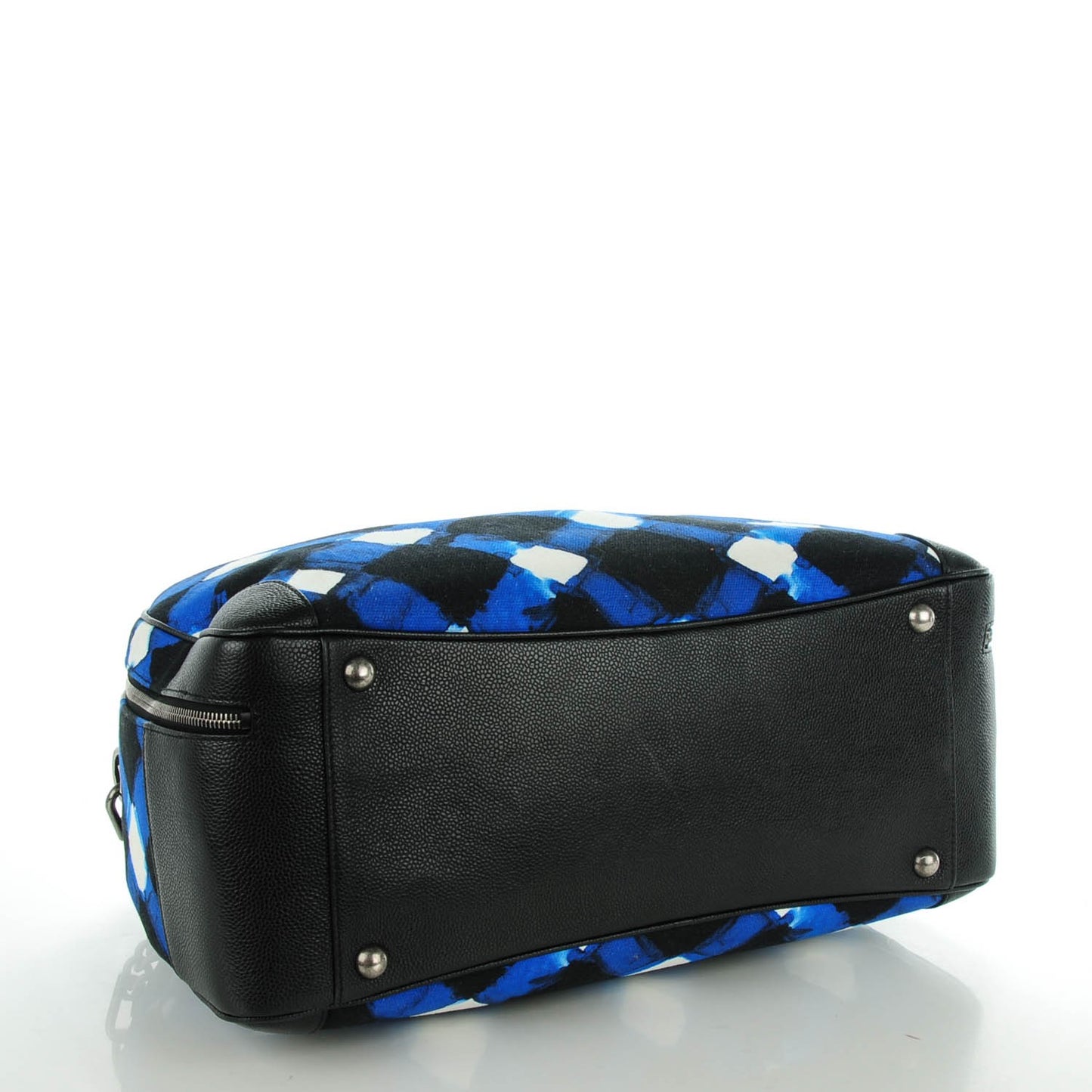 Caviar Printed Canvas Bowling Bag White Blue Black