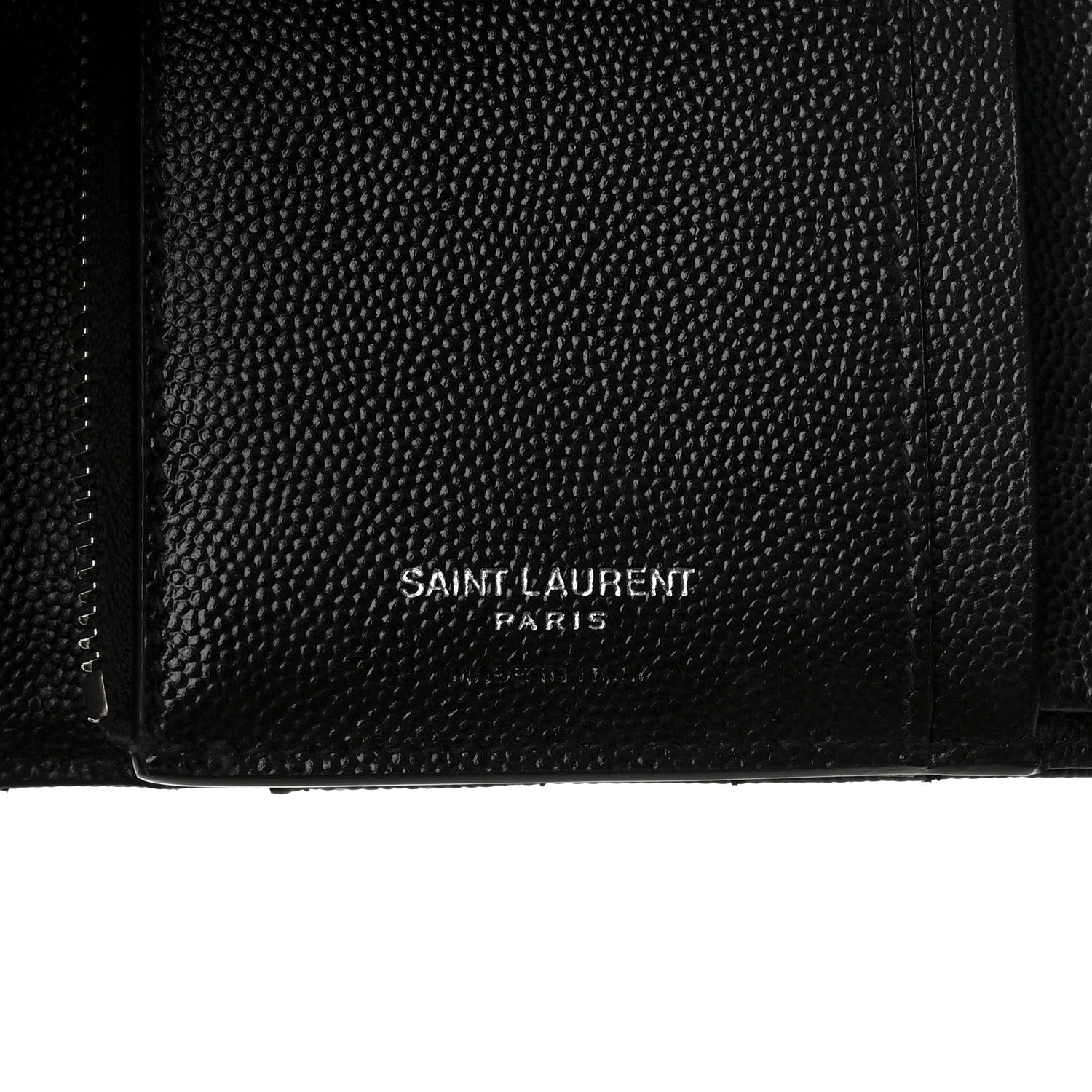 Saint Laurent Grain De Poudre Matelasse Chevron Monogram Compact Tri Fold Wallet Black 6 of 7