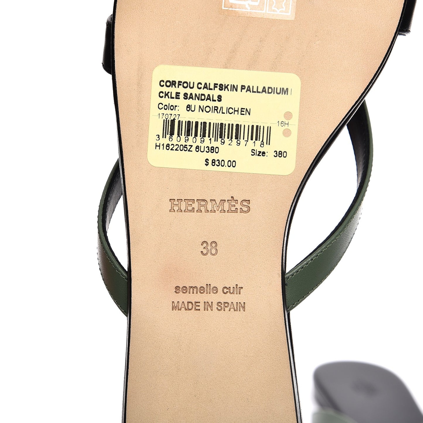 Nappa Calfskin Corfou Sandals 38 Black Lichen