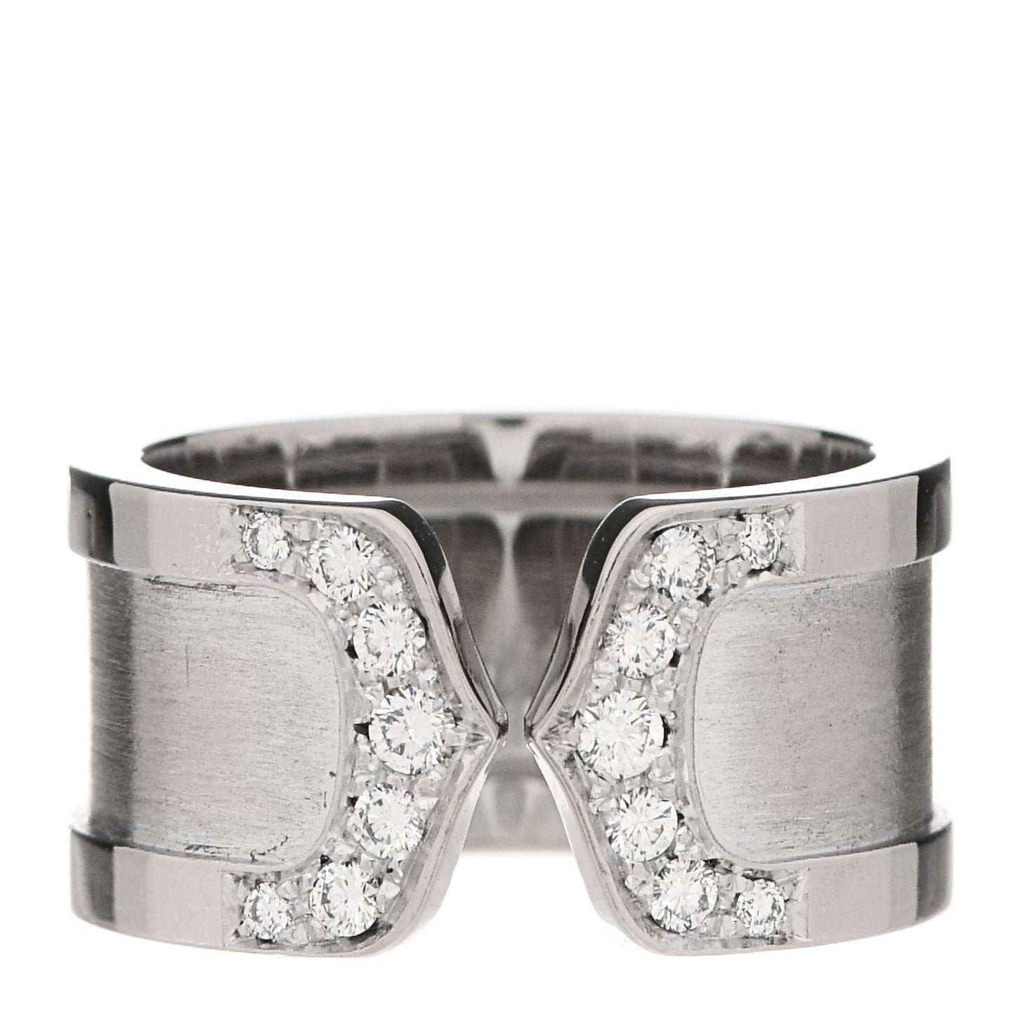 18K White Gold Diamond 10mm Logo De Cartier Ring 49 5