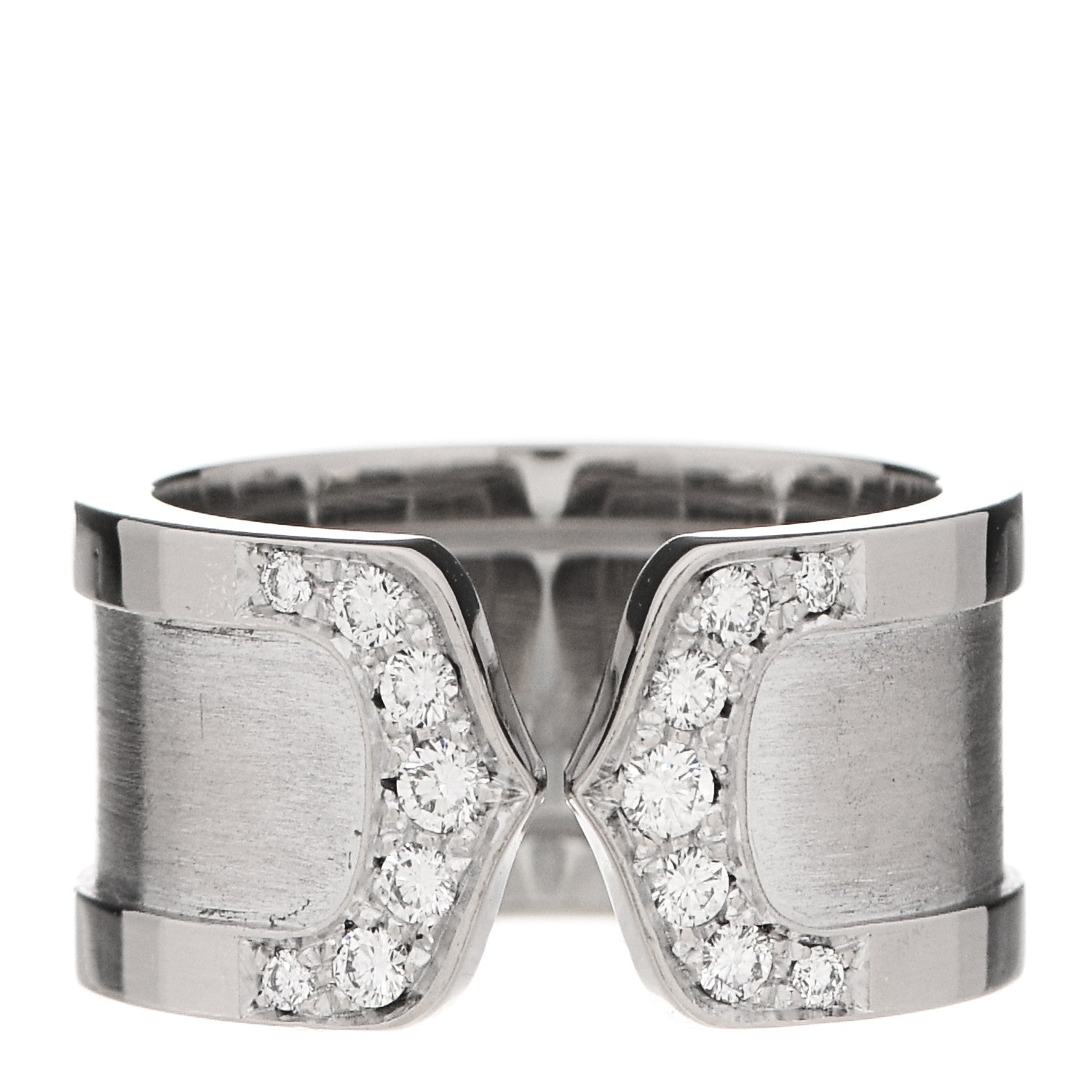 Cartier 18K White Gold Diamond 10mm Logo De Cartier Ring 49 5 1 of 6