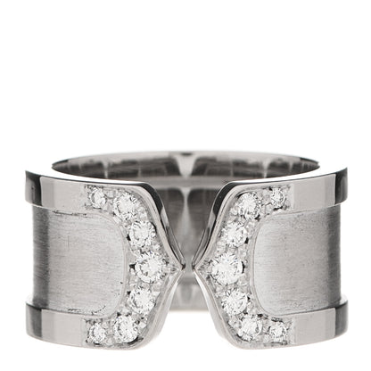 Cartier 18K White Gold Diamond 10mm Logo De Cartier Ring 49 5 1 of 6